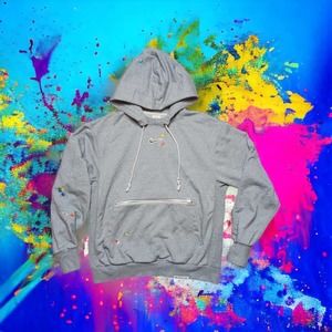 Nike Standard Issue Paint Splatter Hoodie Gray Sweatshirt Men's Size Medium